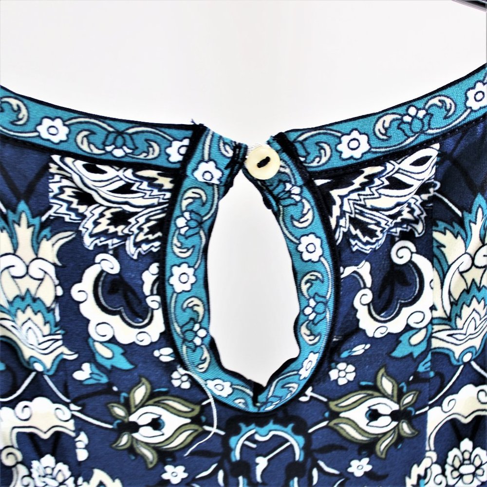 Max Studio | Blue & White BOHO Print Summer Dress - Picture 6 of 7